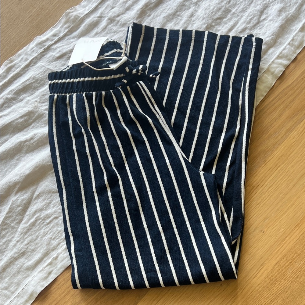 Zara Kids Navy and White Striped Casual Bottoms